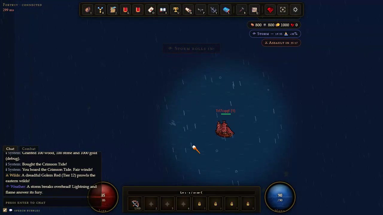 Fortryv ship sailing through a storm on the open ocean