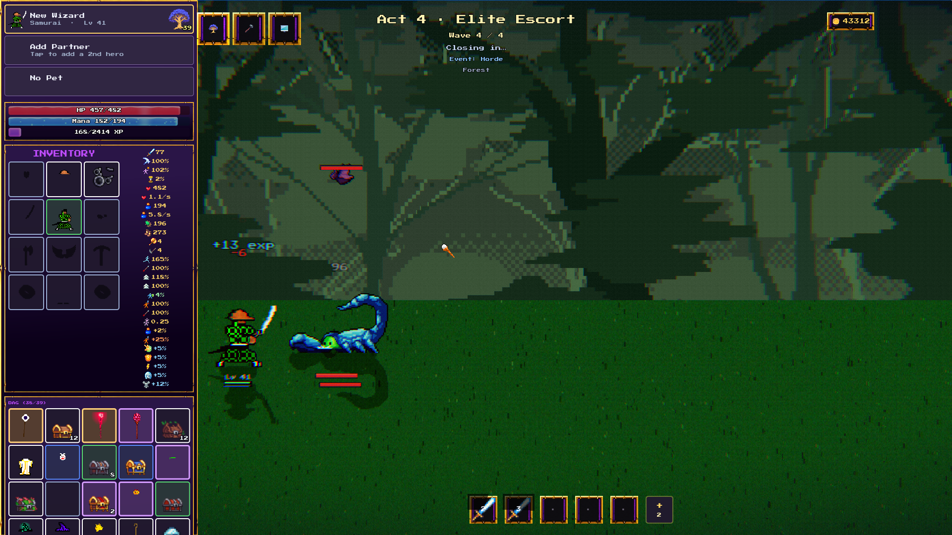 Legends of Companion hero battling an elite in an enchanted forest
