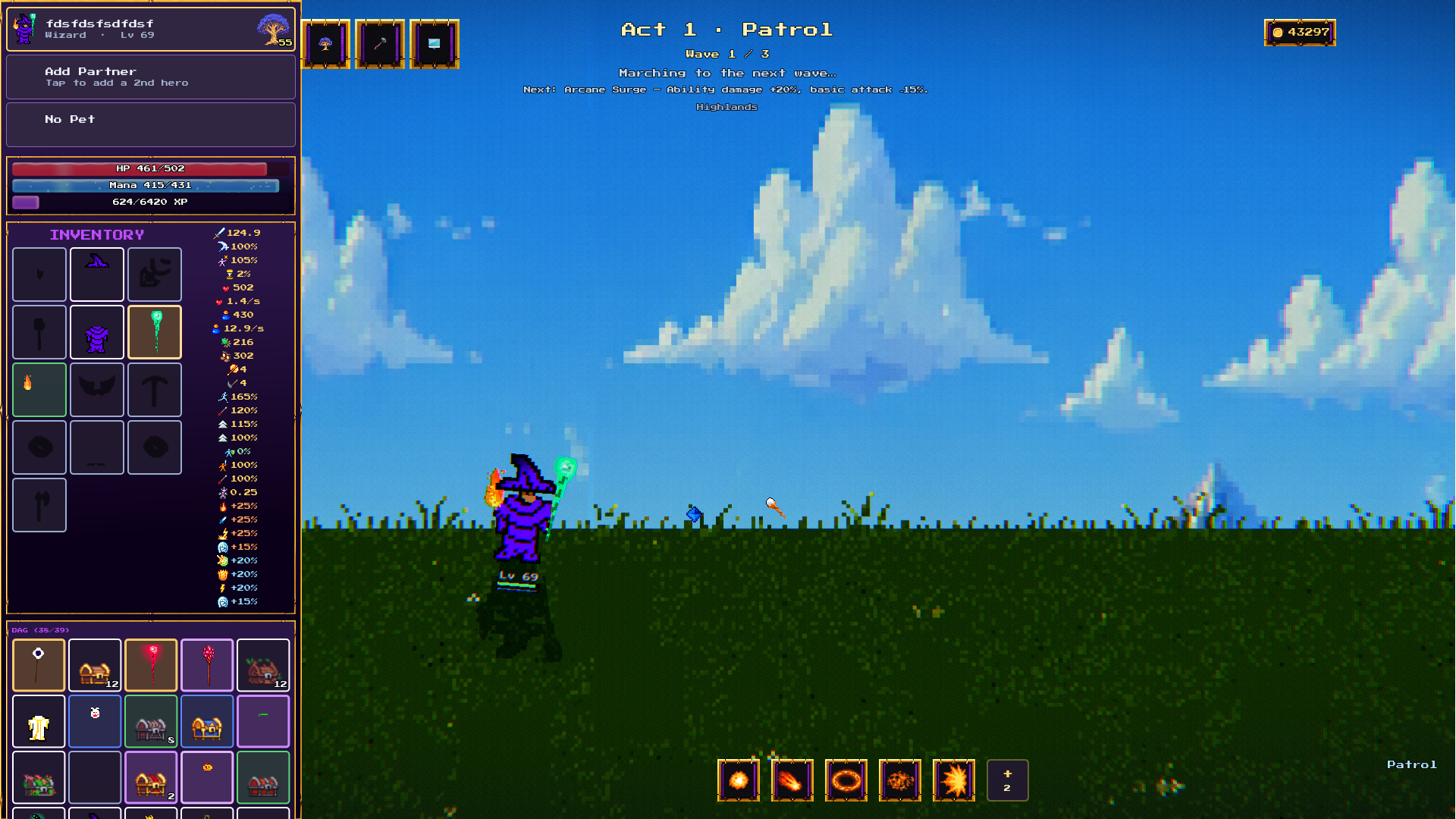 Legends of Companion hero patrolling the Highlands with an upcoming event